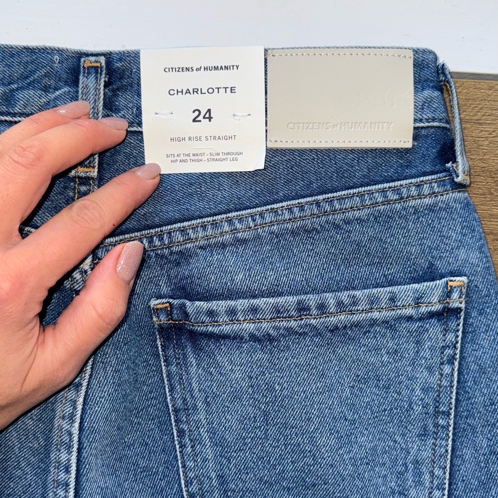 CITIZENS OF HUMANITY Blue Charlotte  High rise Straight-Leg Jeans size 24 NWT - Picture 3 of 8